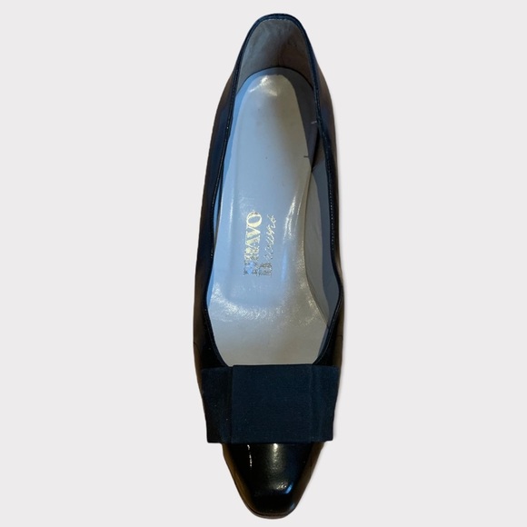 VTG 1960’s Bravo Browns Black Patent Kitten Heels with Silk Bows Size 8.5 - Picture 3 of 13